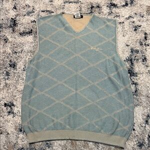 Sean John Men's Blue and Cream Sweater Vest Size XL